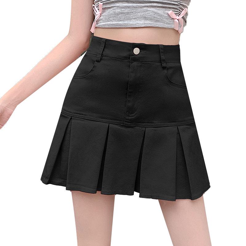 2024 Women's Black Pleated High Waist A-Line Midi Skirt – Summer Bodycon Trend