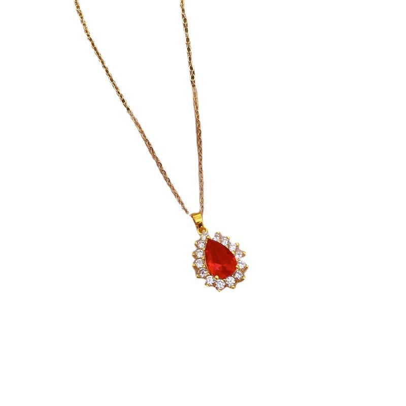 Luxury Ruby Temperament Micro-Diamond Necklace Women'S Transfer Bead Collarbone Chain With Jewelry