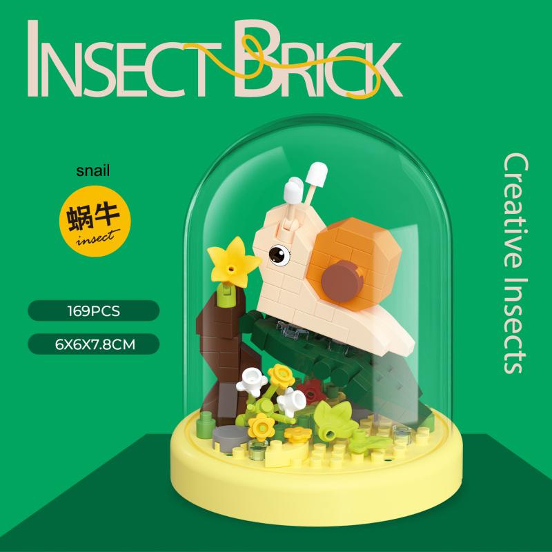 Miniatur-Insektenfiguren-Serie, Mikro-Bausteine, Lernspielzeug für Kinder, Blumenbausteine, Plastikspielzeug, Geschenke