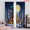 2pcs,2D Plane Printing Curtains&Window Treatment Christmas Elf House Versatile Polyester (without Rod) Decorations For Home