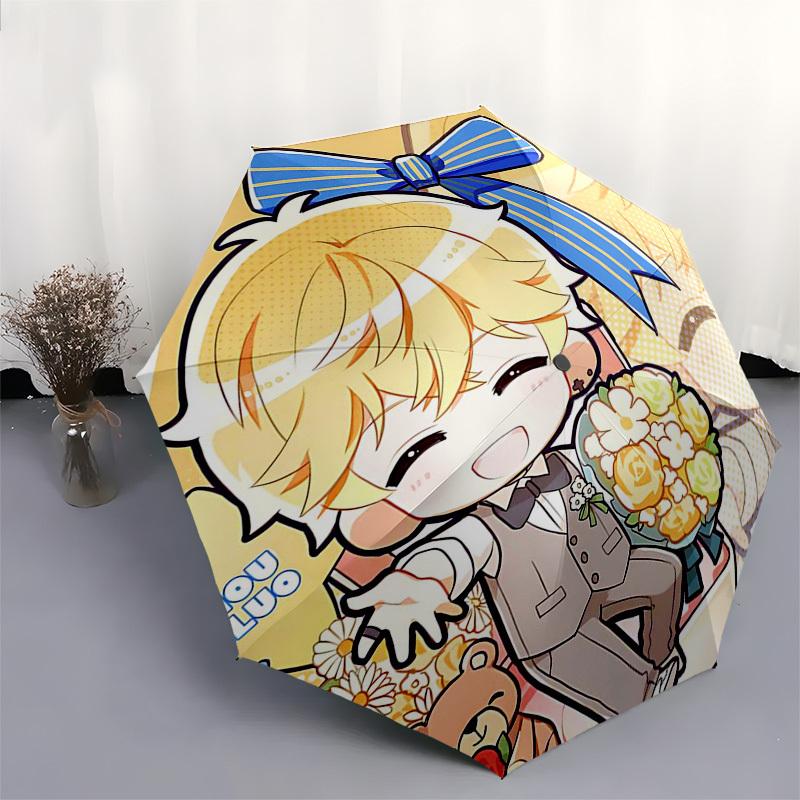 1pc Outdoor Umbrella with Cute Anime Character Design - Automatic Opening/Closing, Portable 3-Fold Design, 8-Rib Iron Frame - Perfect Gift for Fa