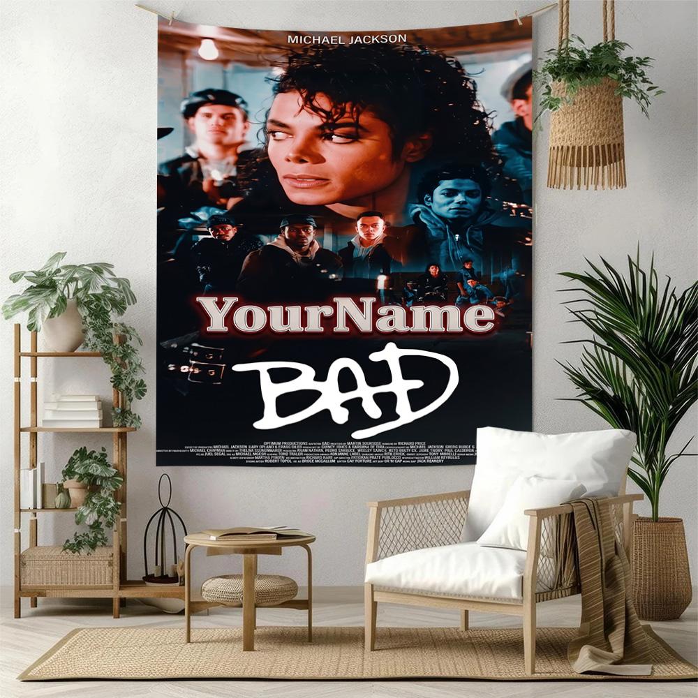 Michael Jackson Custom Your Name Wall Decor Tapestry Art For Pet Memorial Birthdaywedding Party Backdrop Family Gift