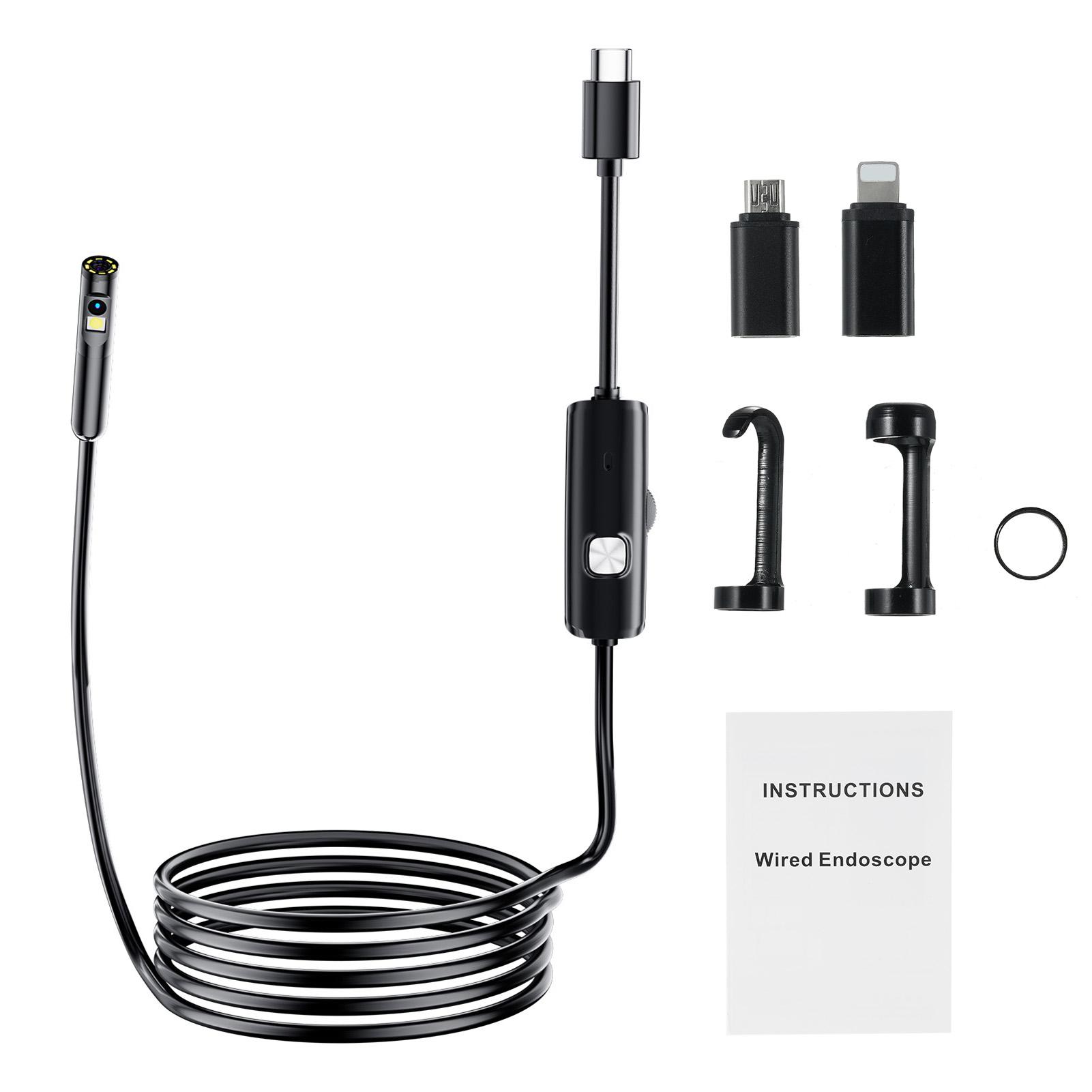 

Эндоскопическая инспекционная камера для iOS Android Мини-инспекционная камера с двумя объективами Водонепроницаемый трубопроводный бороскоп 1M розового золота