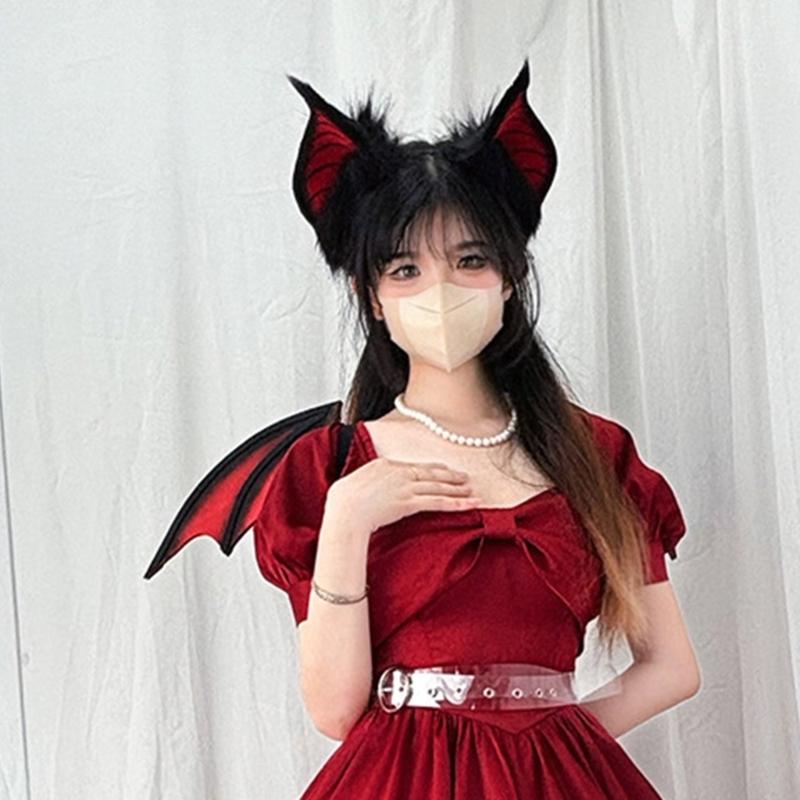 Bat Ears Headbands Teens Anime Cosplay Hairband Women Faux Furs Plush Hair Hoop for Cosplay and Themed Parties