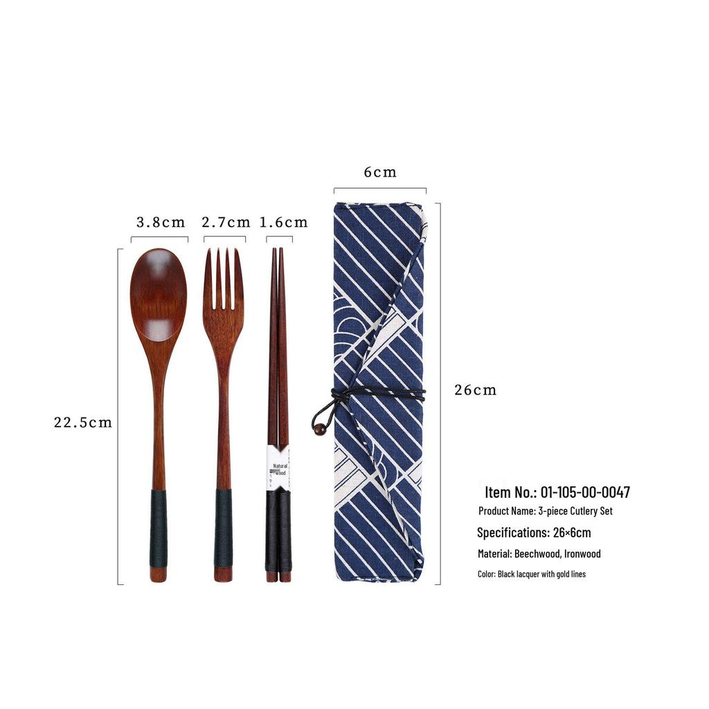 YFJY Holzbesteckset: Gravierbare Gabel, Löffel, Essstäbchen mit Stoffbeutel - Perfekt für Hochzeiten und den täglichen Gebrauch