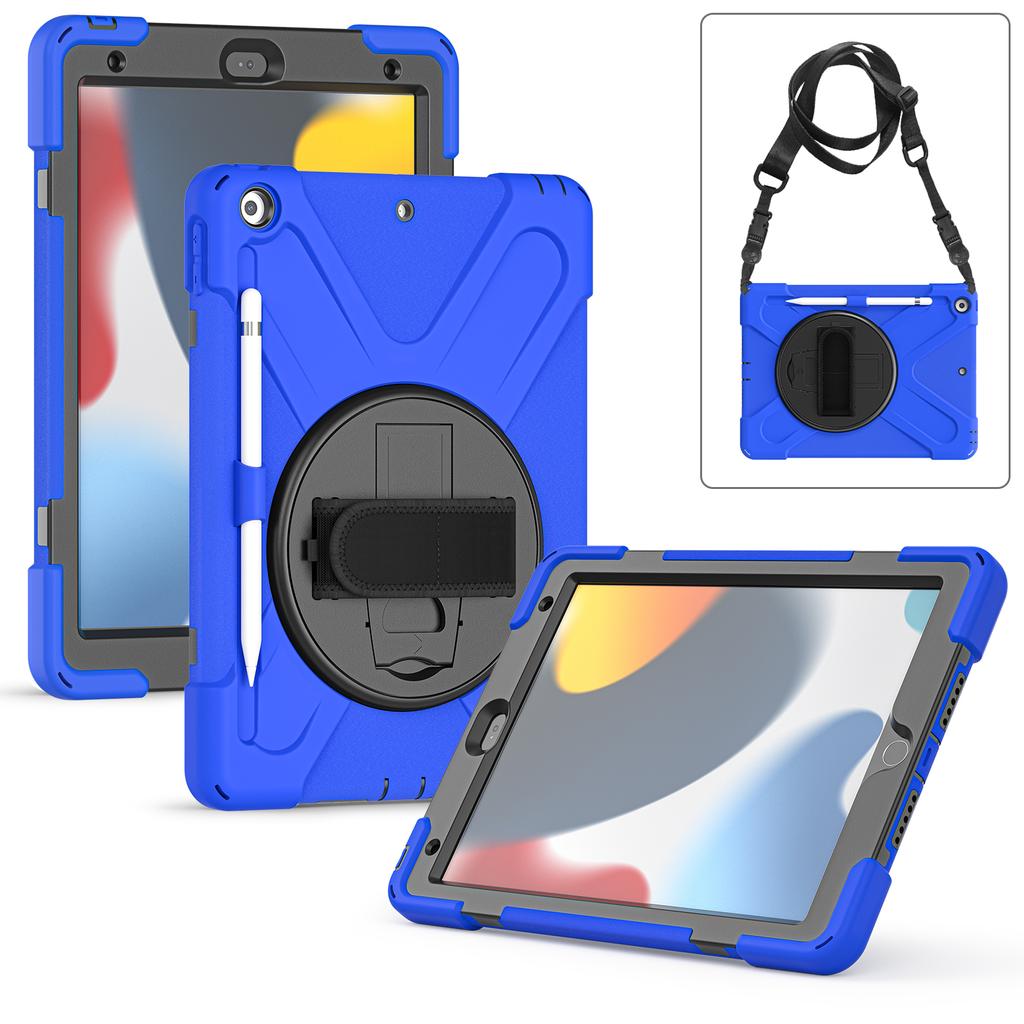 360 Rotating Stand Case For iPad 10.2" 2019 2020 2021 7th 8th 9th Generation Hybrid Cover With Pen Holder,Hand & Shoulder Strap