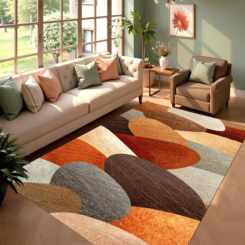Orange Geometrischer Teppich Matte Teppich Kreis Streifen Abstraktes Muster Modern Künstlerisch Stilvoll Heimdekoration Wohnzimmer Innen Teppich