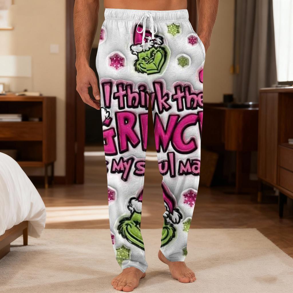 Men's Plain Knit Solid Pocket Casual Pants Home Pajama Pants