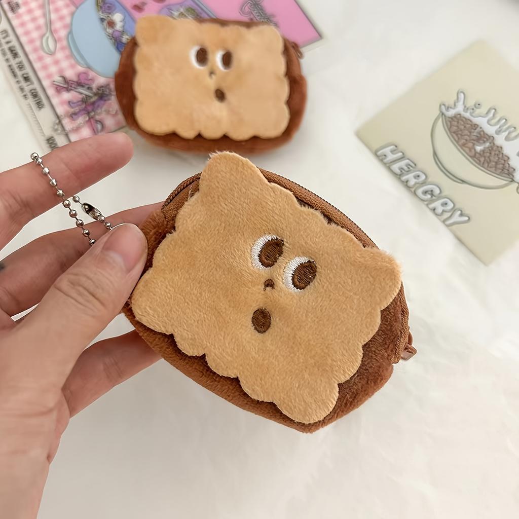 2pcs Adorable Cookie-Shaped Pouch Mini Wallet With Keychain Perfect For Storing Coins Lipstick And More Ideal For Travel And Everyday Use