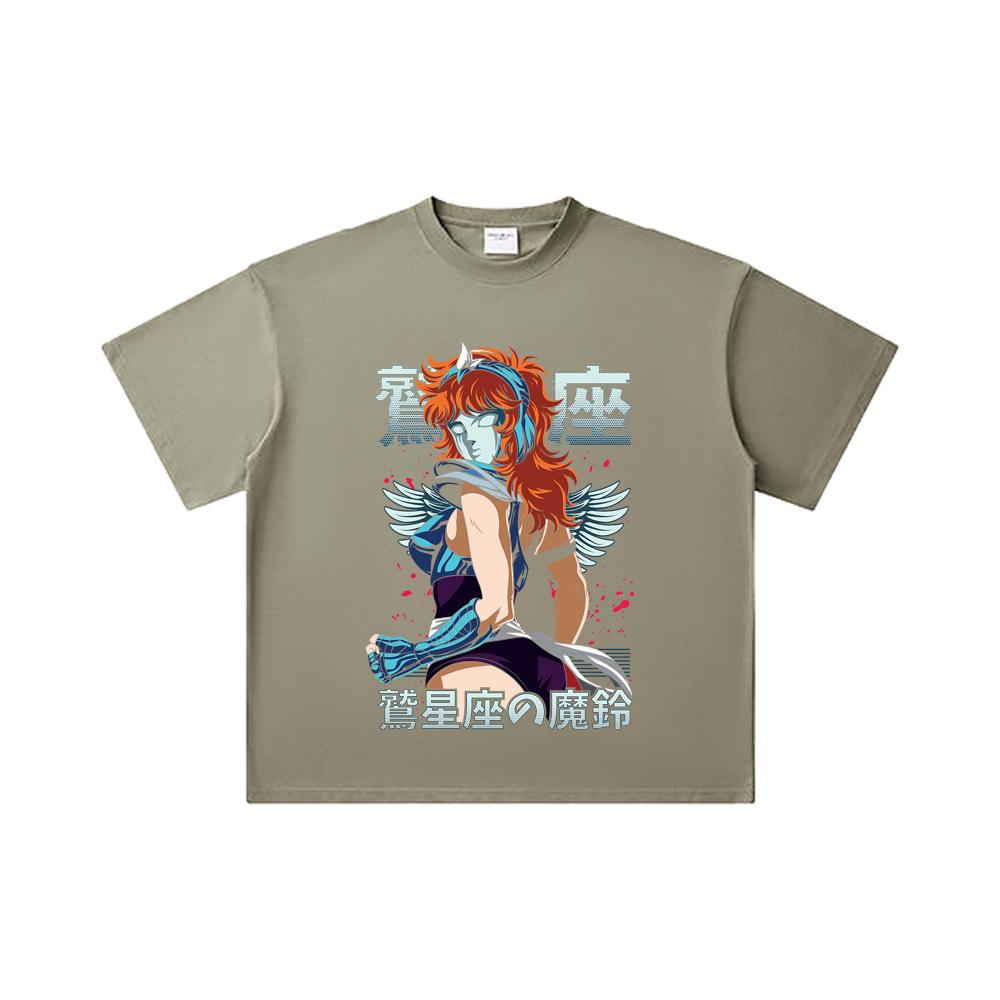 260 GSM Double Yarn 32 Count 100% Cotton Saint Seiya V9 Eagle Marin Print Unisex Heavy Cotton T Shirt