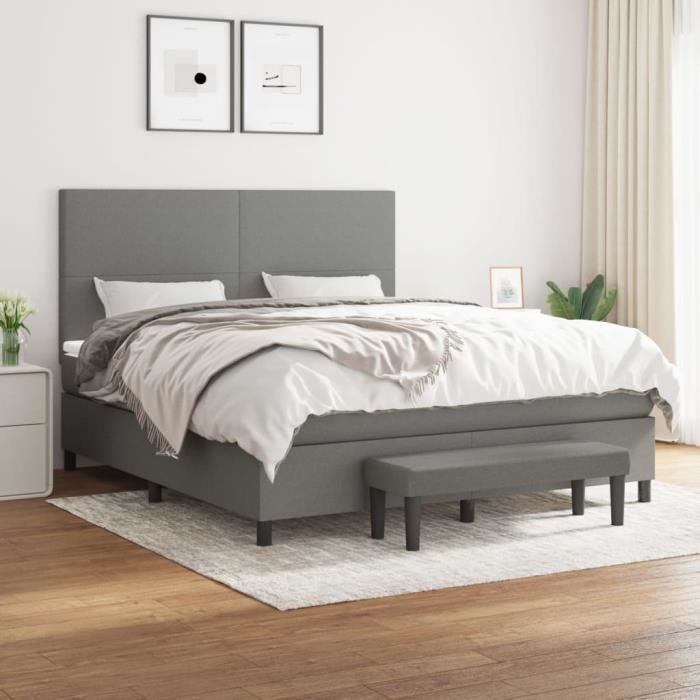 VidaXL Divan Bed with Mattress Dark Grey 180x200cm Fabric - Model 3136454