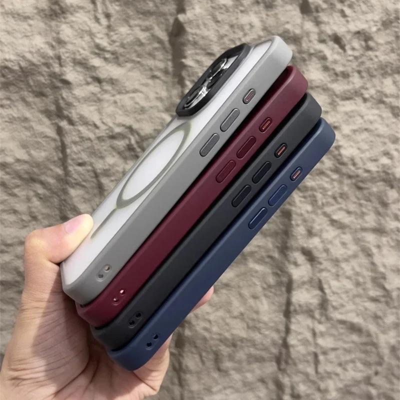 Original Matte Magnetic Phone Case For iPhone 17 Air 16 15 14 12 11 13 Pro Max For Magsafe Wireless Charging Translucent Cover