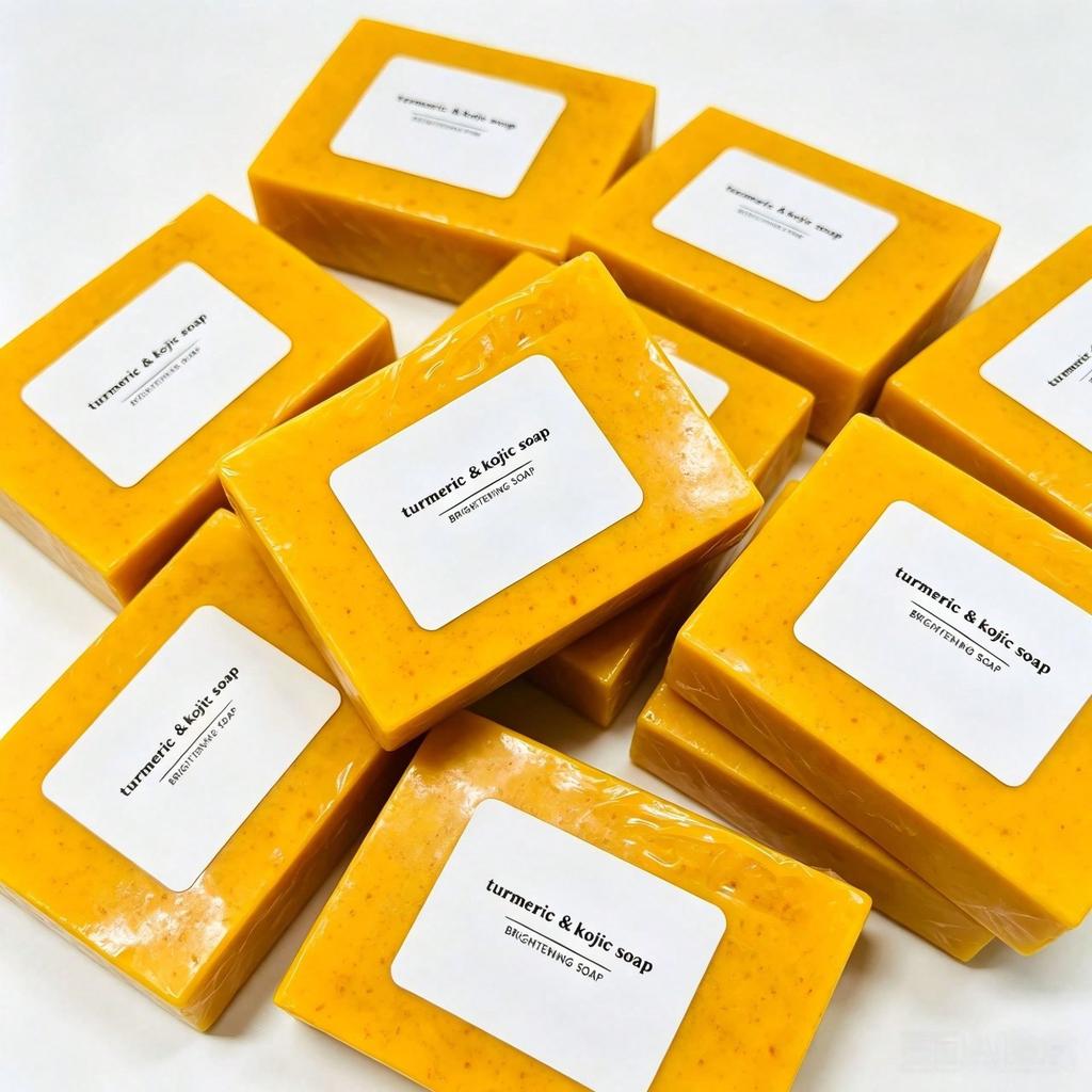 1pc 100g Turmeric Lemon Kojic Acid Handmade Soap, Natural Cleansing Soap Bar For Face And Body, Rich
