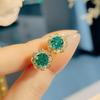 Exquisite Colorful Octagon Millennium Rose Cut Paraiba Ring Set Light Luxury High Carbon Diamond Redstone Stud Earrings Pendant