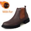 Fashion Genuine Leather Mens Chelsea Boots Slip On Male Casual Footwear All-match High Quality Ankle Boots Vintage Style Business Botas