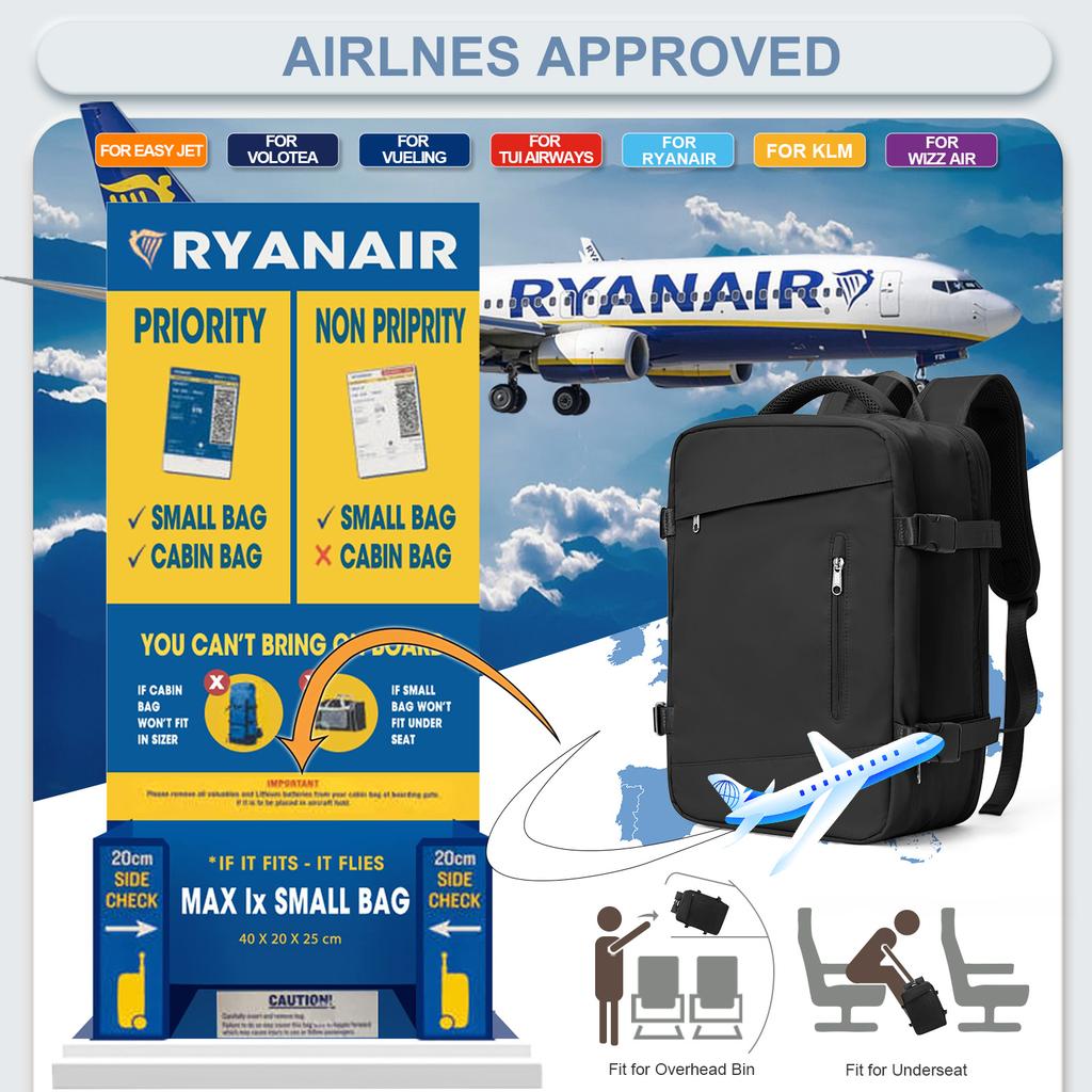 Hand Luggage Travel Bag Backpack Travel Cabin Airplane 40x20x25 Women's Men's Laptop Bag Business Work Backpack Ryanair Backpack