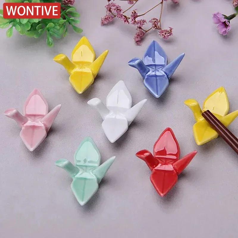 Keramikpapier-Kranich-Essstäbchenablage, Essstäbchen, Gabeln, Löffelhalter, Abendessenlöffelständer, Heimdekoration, Ornament, Einweihungsgeschenk