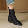 2024 Autumn/Winter New French Retro Pointed Wedge Ankle Boots Women's Side Zipper High Heels Fashion Platform Boots