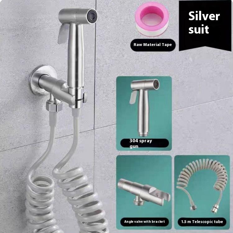 Bathroom Toilet Flush Spray Gun Faucet Women's Washing Device One in Two Out High Pressure Flusher Water Gun Bathroom Facilities