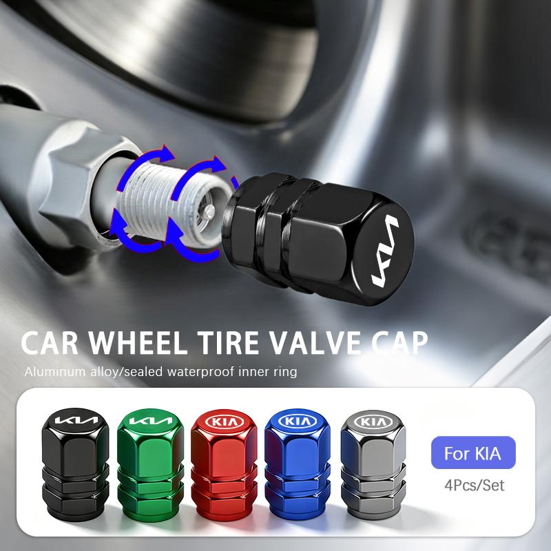 4Pcs Car Tire Valve Cover Aluminum Alloy Car Wheel Tire Valve Caps For KIA Sportage Seltos Sorento K3 K4 Soul Carnival EV6 EV9