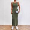 GMXIA Spring Summer Sleeveless Halter Long Dress Sexy Wrap Hip Waist Knit Dress