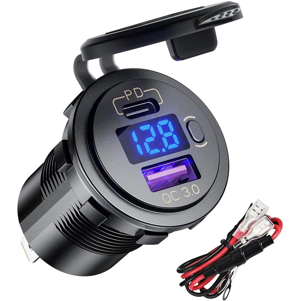 12V 48W USB Charger Outlet Waterproof Charger Socket PD Type C and QC3.0 USB Port USB Socket for Car Boat Marine Truck