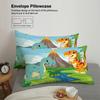 3-piece down duvet cover set with cartoon dinosaur pattern print (1 duvet cover+2 pillowcases, no core) soft bedding set