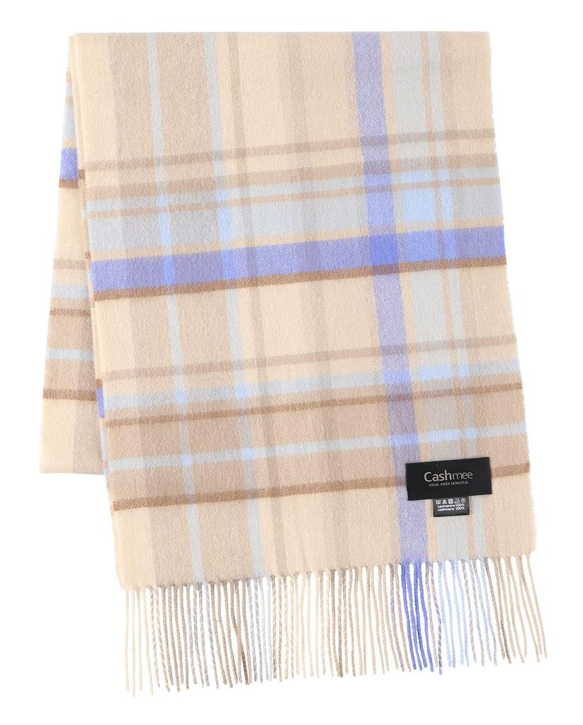 Cashmee Cashmere Tartan Check Wave Size 11 LAWRENCE 100% Scarf, 33, Sirius, Colors, Men's & Women's (MEDICIBLUE (DW10))