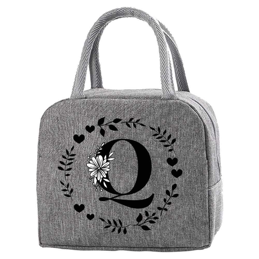 Travel Portable Food Thermal Insulated Children Picnic Waterproof Oxford Zipper Breakfast Thermal Bag Garland Letter Pattern Bag