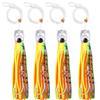 4Pcs 68g/107g Fishing Lures Saltwater Trolling Lures Rigged Squid Skirt with Leader Line Shark Hooks for Marlin Tuna Wahoo