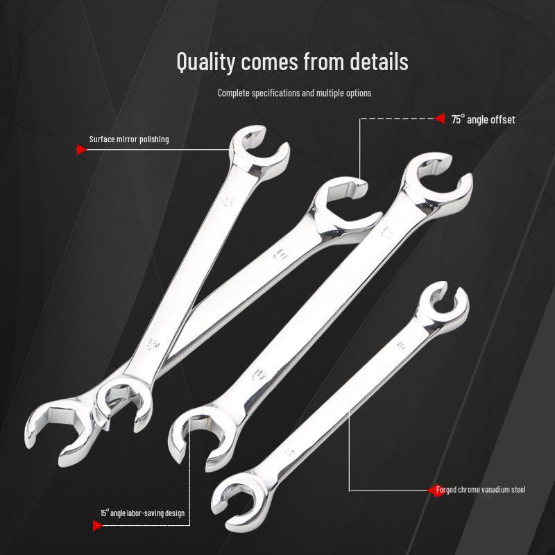 Dual Head Hex Open-End Wrench for High-Pressure Oil Pipe and Brake Pipe Disassembly