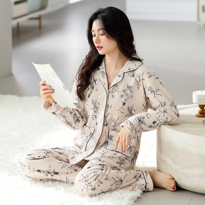 Pajamas Women'S Autumn And Winter Coral Fleece Flannel Island Fleece Loungewear Middle-Aged Mother Thin Fleece Suit