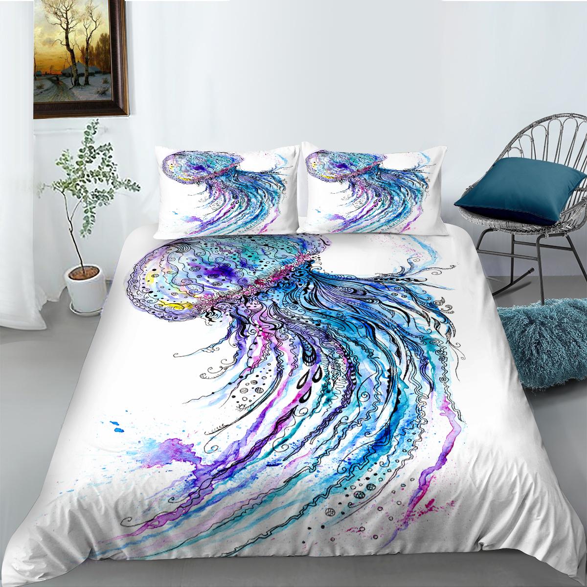 

3D комплект постельного белья с тематикой подводного мира, пододеяльник и наволочка с изображением океанских животных, полноразмерное быстросохнущее украшение для дома для комнаты мальчиков Baby 100x135cm