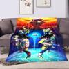 Saiyan Warriors and Galactic Battle Scene Patterned flannel blanket perfect for the bedroom living room, sofa, or a little nap