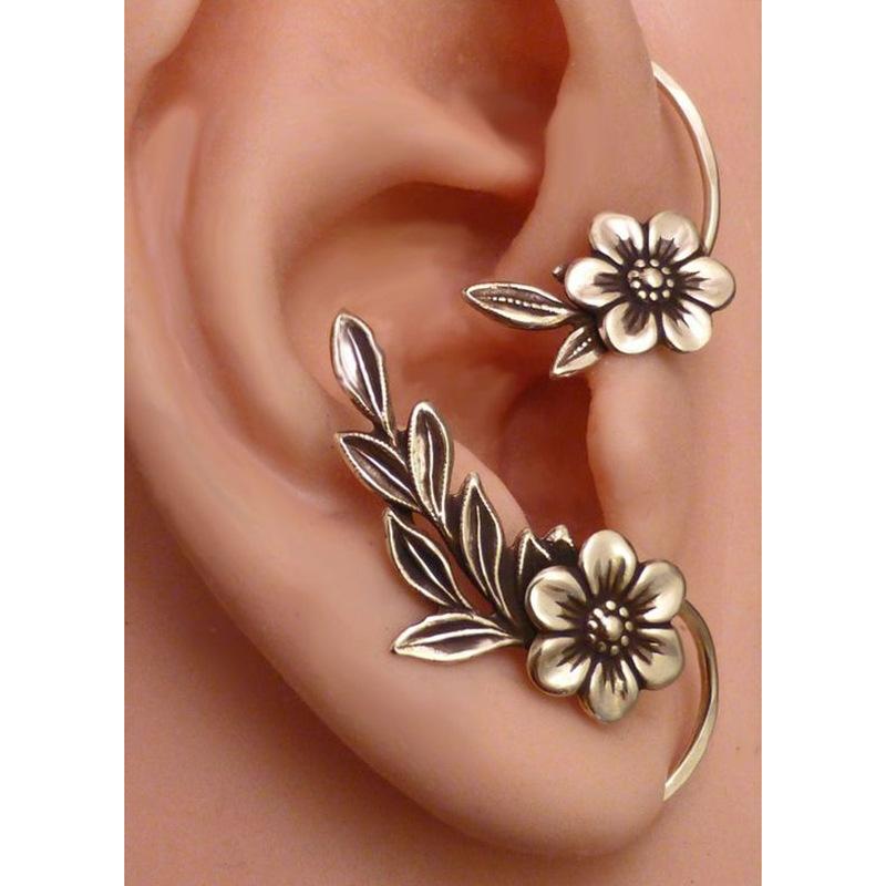 Simple Plant Flower Ear Hanging Earrings Female Personality Creative Elf Feeling Ear Bone Clip