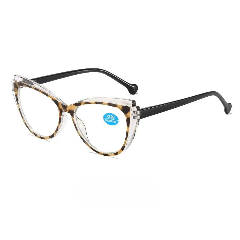 Trend Luxury Far Sight Goggle Cat Eye Frame Blue Light Blocking Reading Eyewear Ultra Light High Definition Presbyopia Glasses