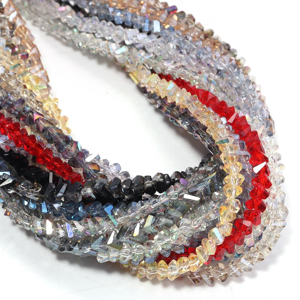 120pcs/lot 4mm Triangular Crystal Glass Beads Loose Beads Spacer Beads For Jewelry Making DIY Bracelet Necklace Accessories