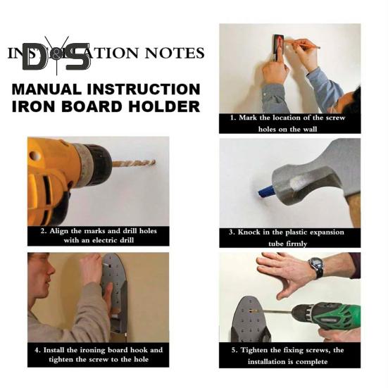 Wall Mount Ironing Board Holder Metal Hanger Heat-Resistant Strong Load-bearing Easy To Install Iron Holder Storage Rack