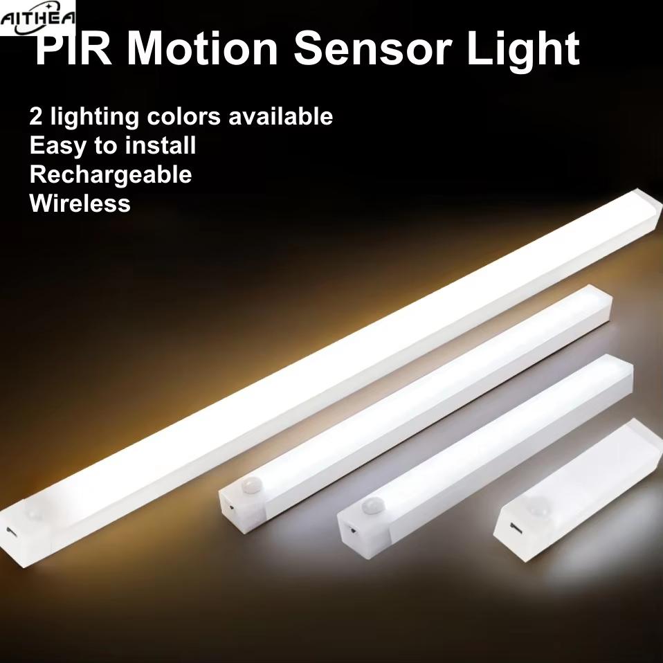 AITHEA PIR Motion Sensor LED Cabinet Light USB Rechargeable Induction Night Light Wireless Portable Detector Lamp for Hallway