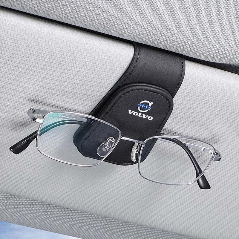 Car Glasses Visor Case Leather Sunglasses Clip Card Accessories Suitable for Volvo XC90 V90 V60 XC60 V40 S80 S60 S90 C40 XC40 V7