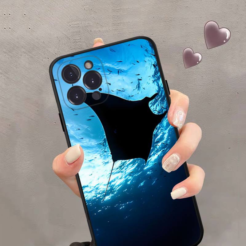 Manta Ray Phone Case Silicone Soft For Iphone 14 13 12 11 Pro Mini XS MAX 8 7 6 Plus X 2020 XR Shell