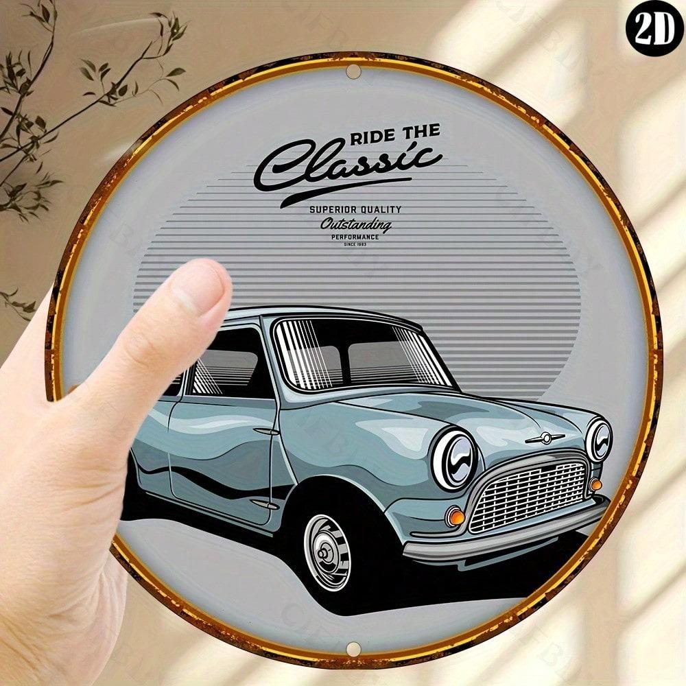 Segno di Latta Metallica per Auto d'Epoca Mini Cooper Classica Decorazione Murale per Casa Ufficio Bar Caffè