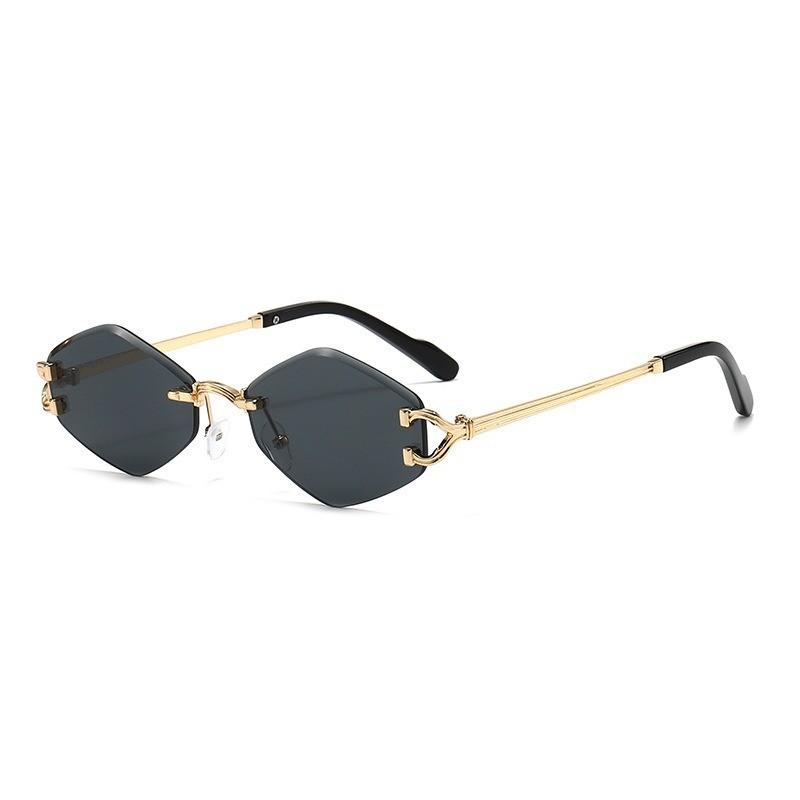 Geometric Unisex Frameless Hexagon Sunglasses With Pc Lenses For Outdoor Activities чёрный