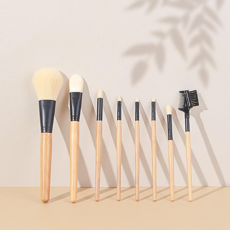 Beauty Tools Bamboo Handle Makeup Brush, Eyeshadow Brush Concealer Brush Loose Powder Brush Foundation Brush 8 Set Brushes