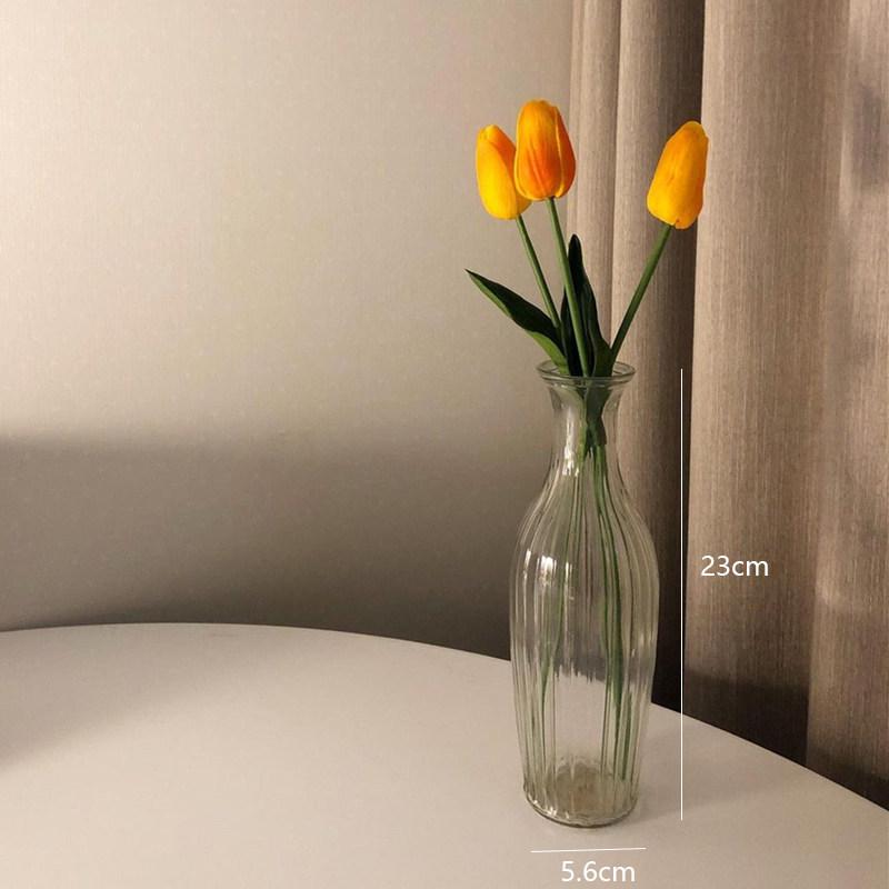 

European Glacier Pattern Glass Vase for Fresh or Dried Flowers - Wide Mouth Hydroponic Ornament