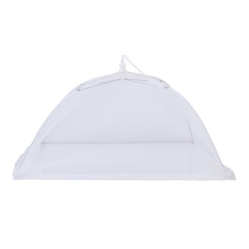 White Foldable Mesh Food & Table Cover - Mosquito & Dust Proof, Transparent Picnic & Vegetable Protector