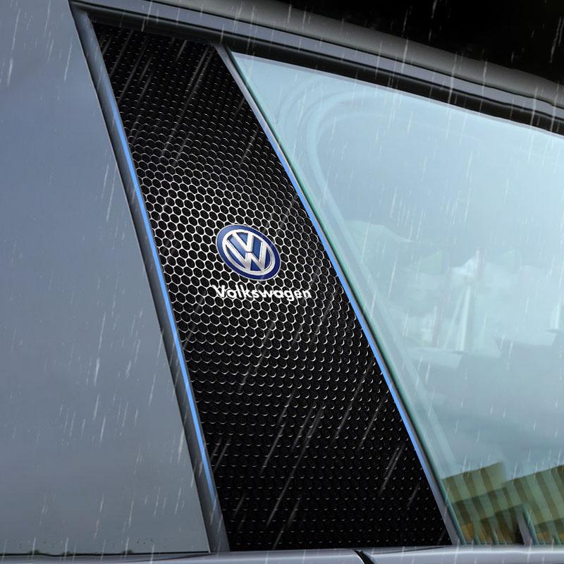 2Pcs Car Logo Center Pillar Protective Film Anti-scratch Sticker Decal For Volkswagen B5 B6 B7 T4 T5 Golf 4 5 6 7 Polo Passat Tiguan Jetta Gol