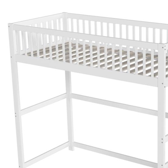 Litera con Escalera de Seguridad Armario Diseño de Barandilla Alta Estante de Almacenamiento Superficie Lisa Dormir 90 X 200cm Cama para Habitación Infantil con Barra para Ropa Habitación