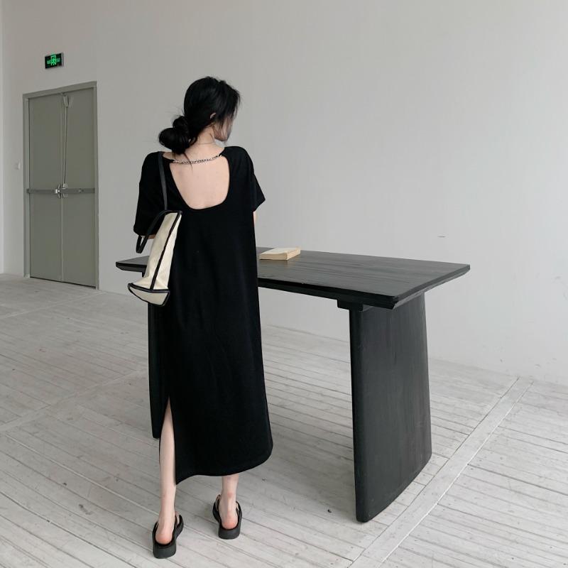 YYFS Dame Mote Sommer Vår 1/2 Ermer O-Hals Løs Midje Casual Kjoler