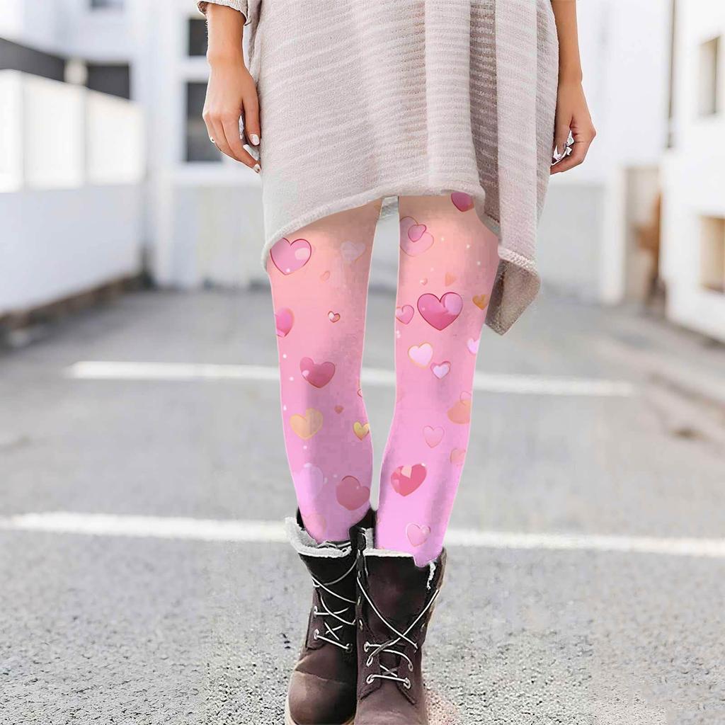 Damen Casual Mode Print Hose High-Waist Straight-Leg Skinny Leggings